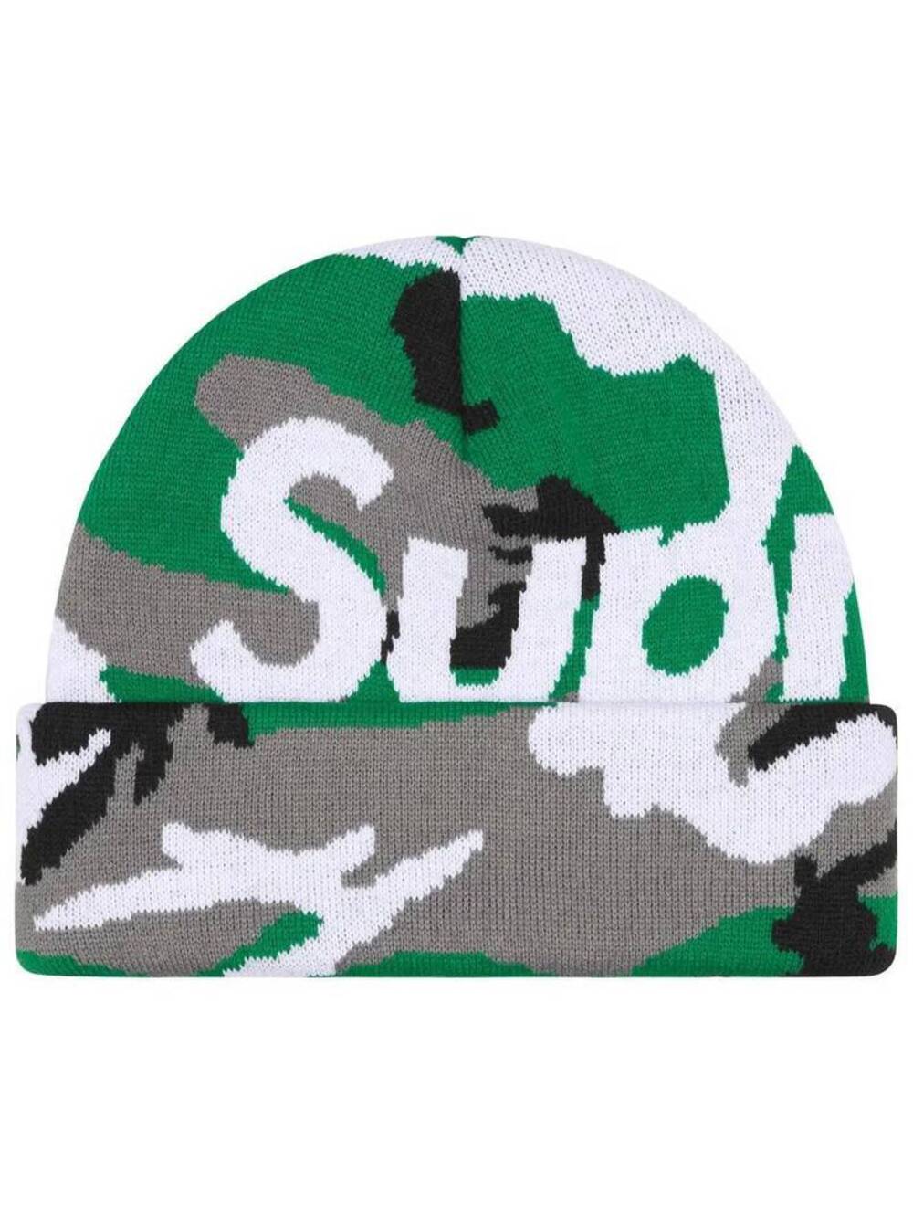 Supreme Big Logo Beanie Green Camo